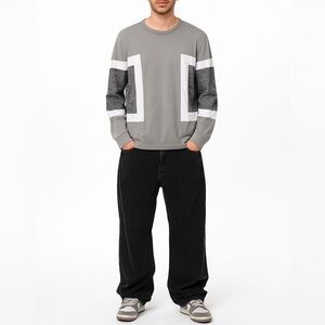 ASOS Color Blocked 100% Cotton Classic Pullover Sweater Size Large